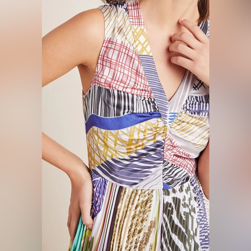 Anthropologie Geisha Designs Jacinta Pleated Multicolor Dress - Picture 6 of 14
